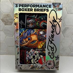 SOLD- Ed Hardy Multicolor Tattoo-Inspired Skull Mermaid Boxer Briefs XL